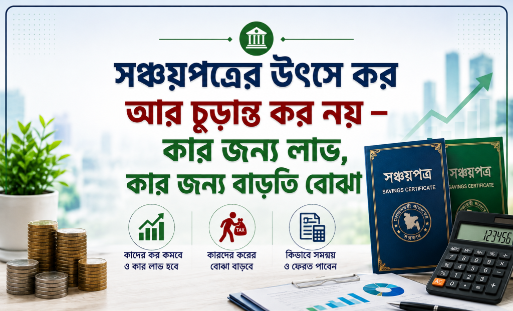 সঞ্চয়পত্রের উৎসে কর ২০২৬ – কার জন্য লাভ, কার জন্য বাড়তি বোঝা